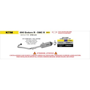IMPIANTO DI SCARICO COMPLETO ARROW EXPLORER KTM 690 SMC R 2025-2026 (EURO 5+), TITANIO/CARBONIO, DEKAT