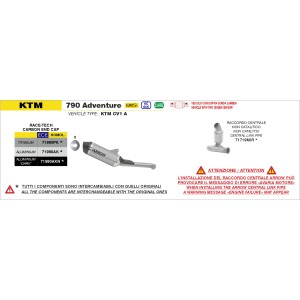 ARROW NON-CATALYTIC STEEL LINK PIPE KTM 790 ADVENTURE 2025-2026 (EURO 5+)