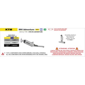 DECATALIZZATORE ARROW IN ACCIAIO KTM 890 ADVENTURE R 2025-2026 (EURO 5+)