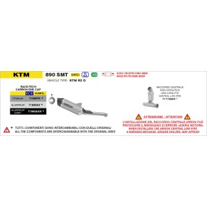 ARROW NON-CATALYTIC STEEL LINK PIPE KTM 890 SMT 2024-2026 (EURO 5+)