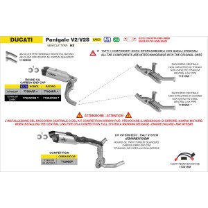 ARROW ROUND-SIL INTERMEDIATE KIT DUCATI PANIGALE V2 S 2025-2026 (EURO 5+), RACING FULL TITANIUM/CARBON