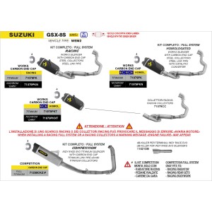 ARROW WORKS FULL EXHAUST SYSTEM SUZUKI GSX-8S 2024-2025 (EURO 5+), TITANIUM/CARBON, RACING