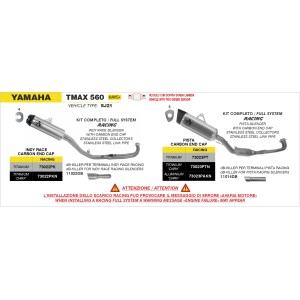 ARROW PISTA FULL EXHAUST SYSTEM YAMAHA T-MAX 560 2025-2026 (EURO 5+), ALUMINIUM DARK/CARBON, RACING