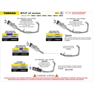 ARROW THUNDER FULL EXHAUST SYSTEM YAMAHA MT-07 2025-2026 (EURO 5+), TITANIUM/CARBON, RACING
