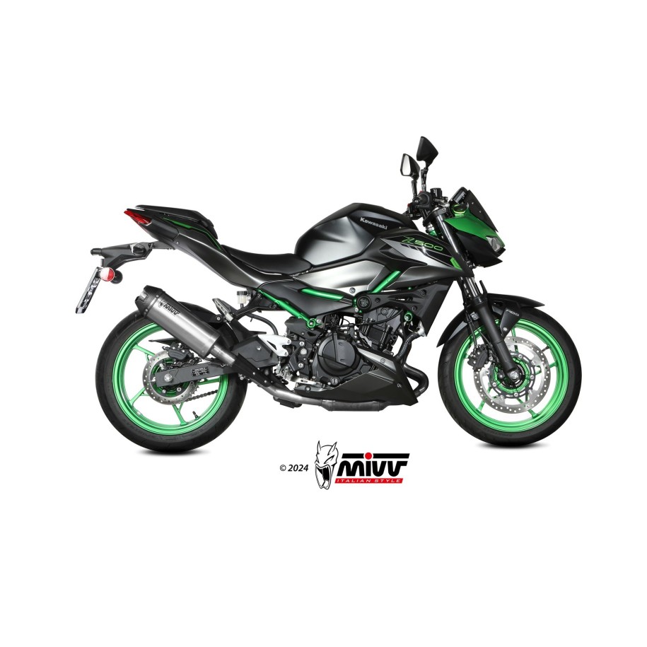 TERMINALE MIVV AK-1 KAWASAKI Z 500 2024-2026 (EURO 5+), OMOLOGATO TITANIO/CARBONIO