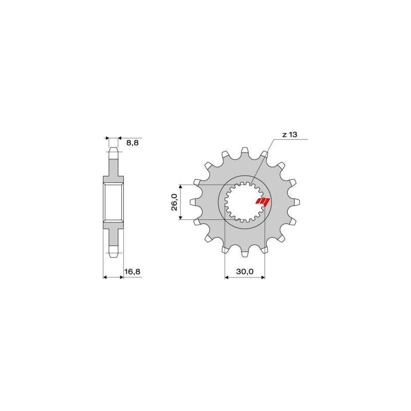 PIÑON DE ACERO PARA CADENA 530 HONDA CBR 1000 RR 2004-2016, VTR 1000 SP1/SP2 2000-2005, VTR 1000 F 1997-2003