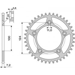 CORONA DE ACERO PARA CADENA 525 DUCATI 749, 749 R/S, 999, 999 S