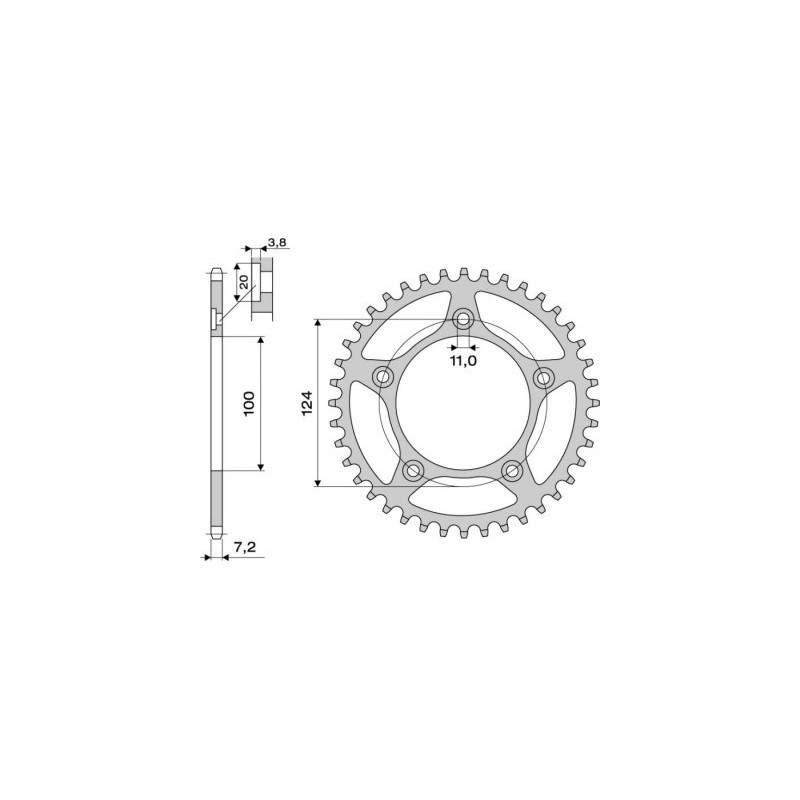 CORONA IN ACCIAIO PER CATENA 525 DUCATI 749, 749 R/S, 999, 999 S