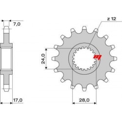 PIÑON DE ACERO PARA CADENA 525 HONDA HORNET 600 1998-2006, CBF 600 2004-2007, CBR 600 F 1997-1998