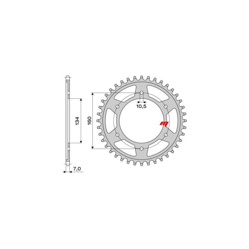 STAHL-KETTENRAD FÜR KETTE 525 HONDA CBR 600 F 2001-2006, CBR 600 F SPORT 201-2002, CBR 600 RR 2003-2017