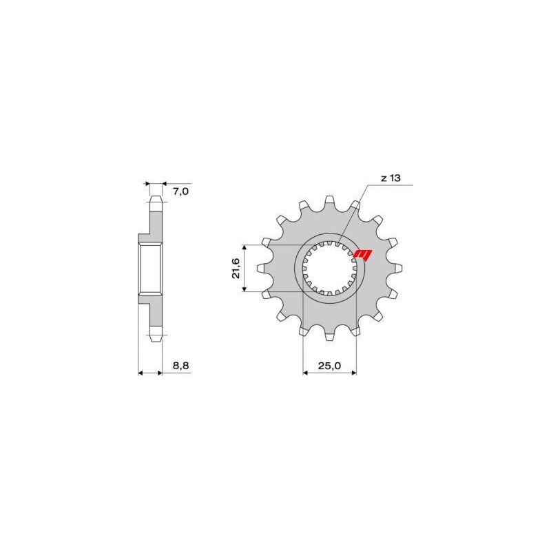 PIGNONE IN ACCIAIO PER CATENA 525 KAWASAKI ZX-9R 2002-2003, Z 1000 2003-2016, VERSYS 1000 2012-2018