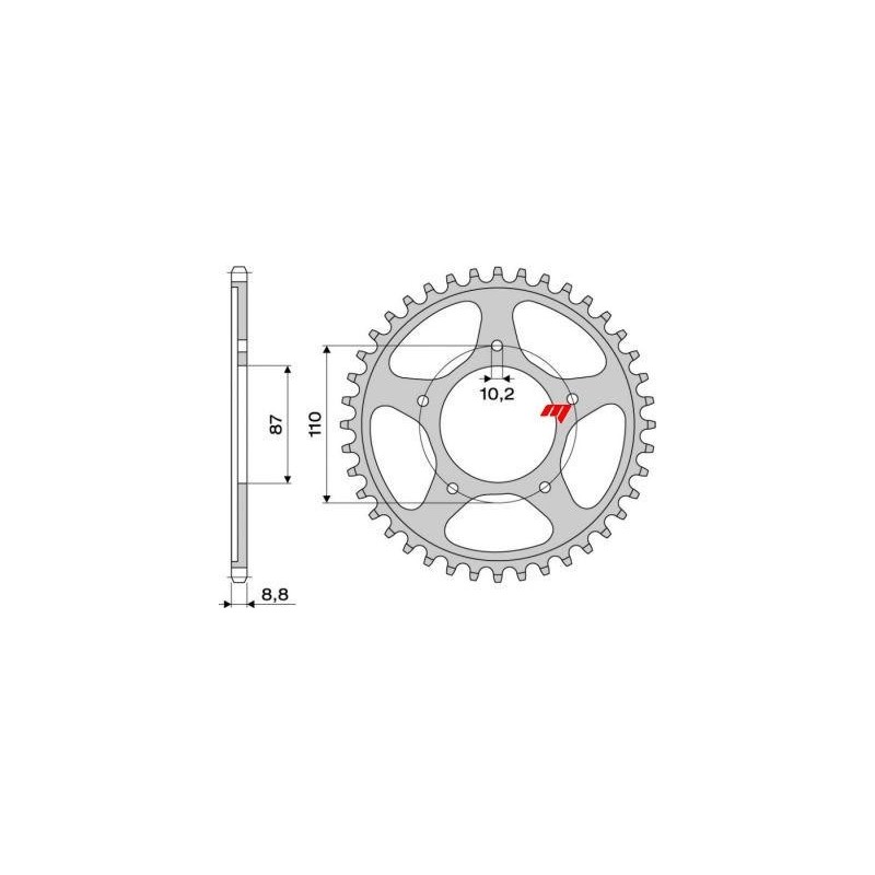 CORONA DE ACERO PARA CADENA 530 SUZUKI BANDIT 600 1995-2004, BANDIT 650 2005-2006