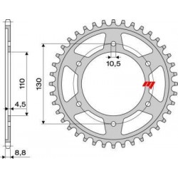 CORONA DE ACERO PARA CADENA 530 YAMAHA R6 2003-2005, R1 1998-2014