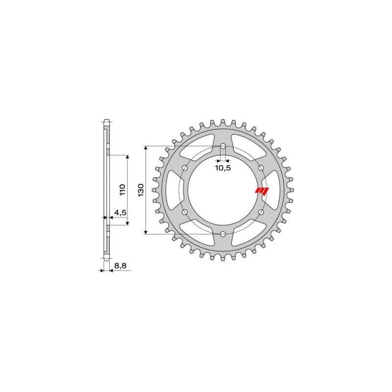 STAHL-KETTENRAD FÜR KETTE 530 YAMAHA R6 2003-2005, R1 1998-2014