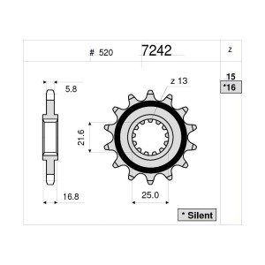 RITZEL FÜR KETTE 520 HONDA INTEGRA 700 2012-2013, INTEGRA 750 2014-2020
