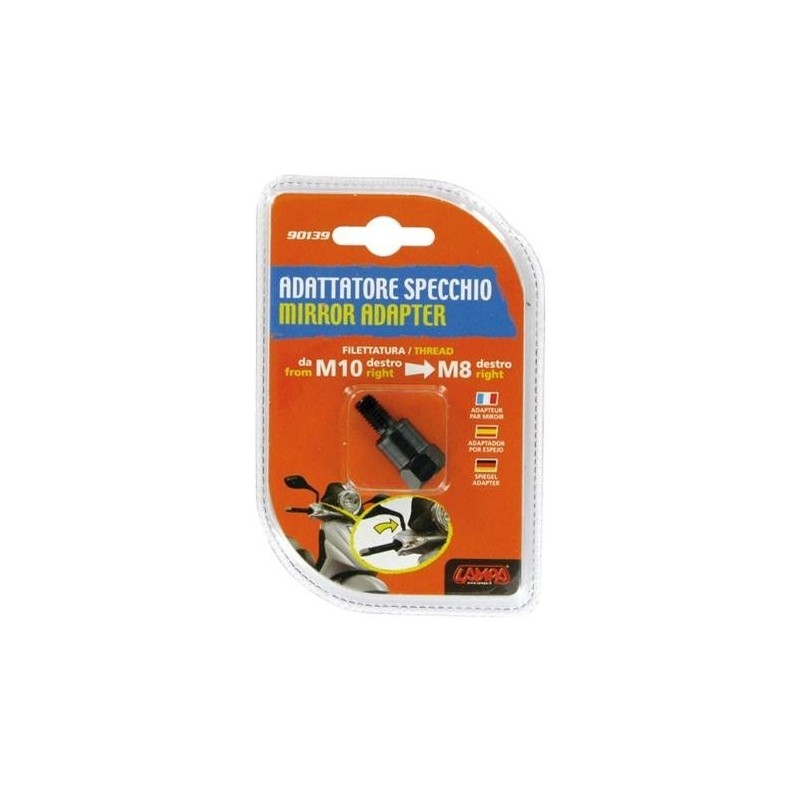 ADAPTADOR DE ESPEJO PARA MOTOCICLETAS NAKED (DE ROSCA M10 DX A ROSCA M8 DX)