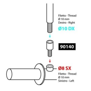 ADAPTADOR DE ESPEJO PARA MOTOCICLETAS NAKED (DESDE ROSCA M10 DX HASTA ROSCA M8 SX)
