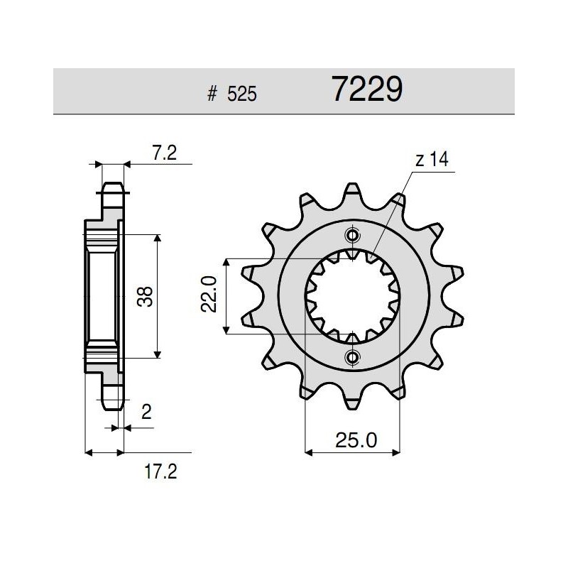 PIÑON DE ACERO PARA CADENA 525 DUCATI HYPERMOTARD 796 2010-2012