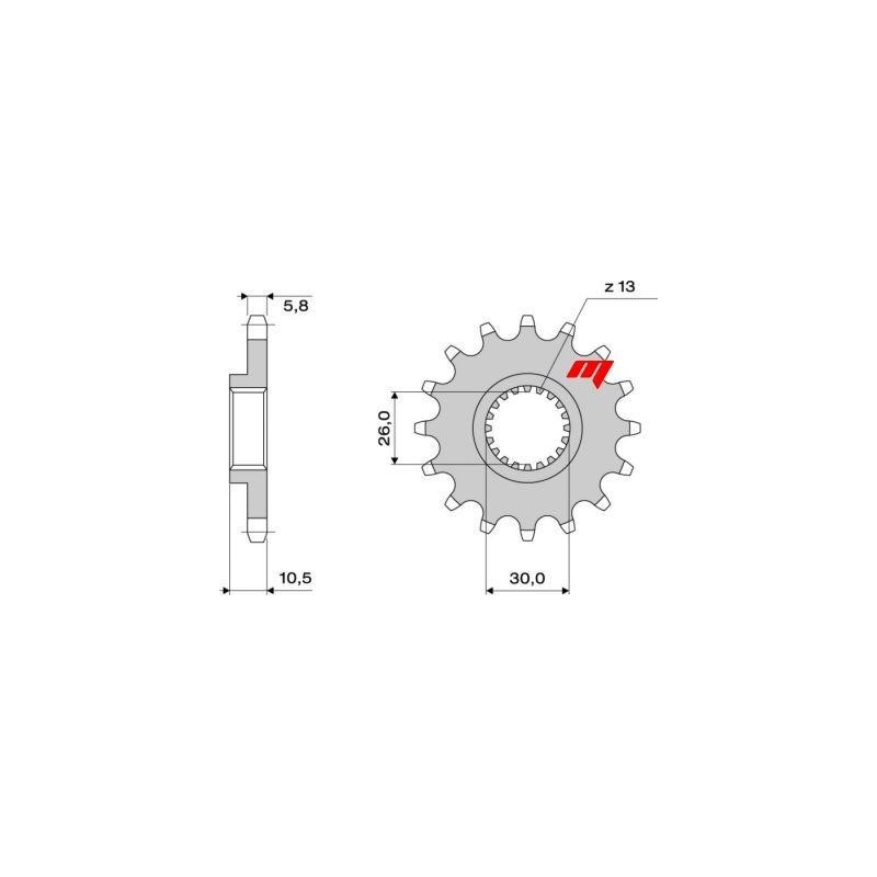 PIÑON DE ACERO PARA CADENA 520 YAMAHA R1 1998-2016, FZ1/FZ1 FAZER 2006-2015, TDM 900 2002-2013