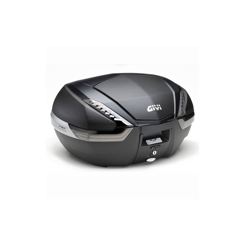 GIVI MONOKEY CASE, 47 LITERS, BLACK WITH CARBON TEXTURE FINISH AND SMOKE REFLECTORS