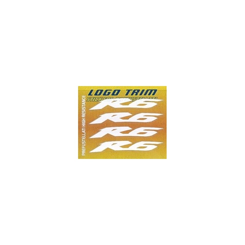 JUEGO DE ADHESIVOS SERIE TRIM CON LOGO "R6", BLANCO, H 5 MM