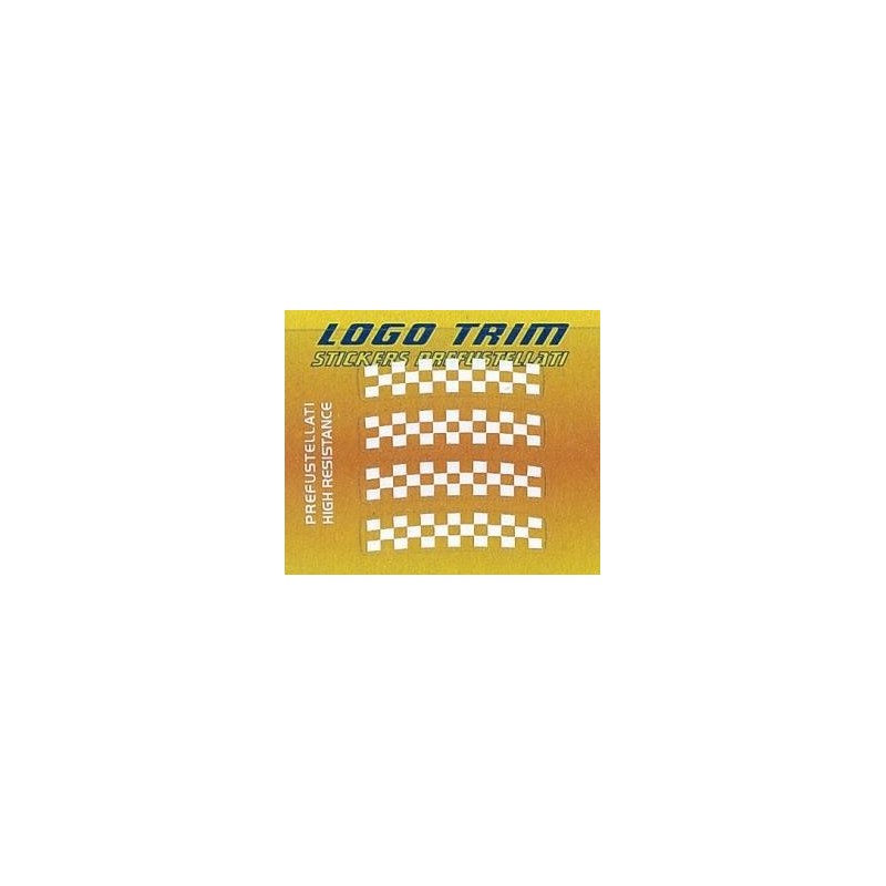 TRIM SERIES STICKERS SET WITH "CHECKERED FLAG" LOGO, WHITE