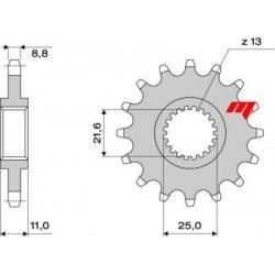 PIGNONE IN ACCIAIO PER CATENA 530 YAMAHA R6 1999-2005, FZ6/FAZER 2004-2006, FZ6 S2/FAZER S2 2007-2014