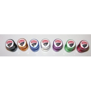 PAIR OF ALUMINUM VALVE CAPS WITH DUCATI LOGO, GOLD