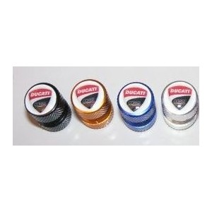 COPPIA TAPPI VALVOLE IN ALLUMINIO CON LOGO DUCATI ORO