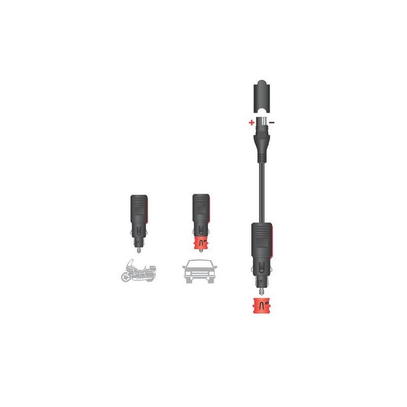 12V CIGARETTE LIGHTER PLUG WITH CONNECTOR FOR OPTIMATE CHARGER WITH SAE SOCKETS