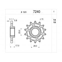 PIGNONE IN ACCIAIO PER CATENA 520 DUCATI 899 PANIGALE 2013-2015, 959 PANIGALE 2016-2018