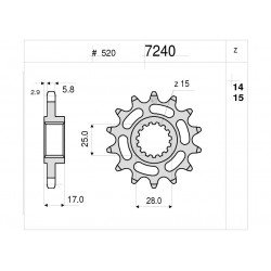 PIÑON DE ACERO PARA CADENA 520 DUCATI 899 PANIGALE 2013-2015, 959 PANIGALE 2016-2019