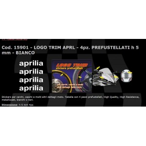TRIM SERIE AUFKLEBER MIT "APRILIA" LOGO, WEISS, H 5 MM