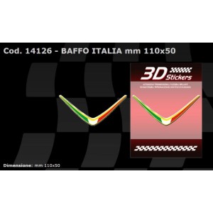 3D ADHESIVE ITALY FLAG TRIM MUSTACHE VERSION MM 110X50