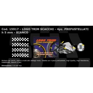 TRIM SERIES STICKERS SET WITH "CHECKERED FLAG" LOGO, WHITE