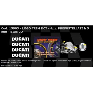 STICKERS SET TRIM SERIES WITH "DUCATI" LOGO, WHITE H 5 MM