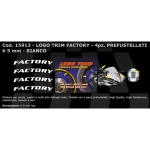 JUEGO DE ADHESIVOS SERIE TRIM CON LOGO "FACTORY", BLANCO, H 5 MM