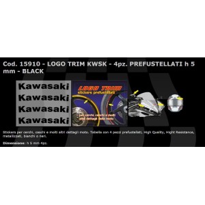 STICKERS SET TRIM SERIES WITH "KAWASAKI" LOGO, BLACK