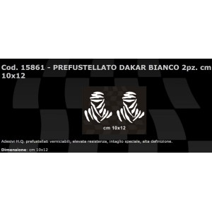 PRE-CUT STICKER DAKAR LOGO WHITE (2 PCS) 10X12 CM