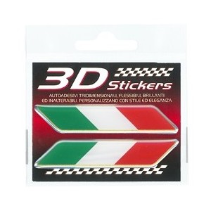 PEGATINA 3D BANDERA ITALIANA INCLINADA MM 75X15 DX-SX 2PZ