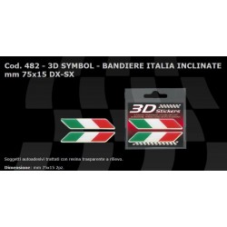 3D STICKER FLAG ITALY INCLINED MM 75X15 DX-SX (2 PCS)