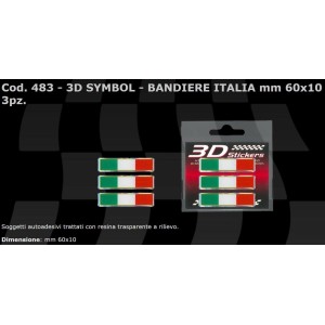 PEGATINA 3D BANDERA ITALIANA MM 60X10 3UD.