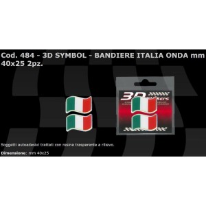 ADESIVO 3D BANDIERA ITALIA ONDA MM 40X25 (2 PZ)