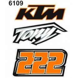 PEGATINA DECO KTM TONY 222 - ESTÁNDAR 10X12 CM