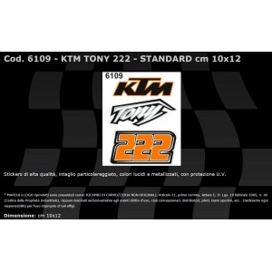 DECO STICKER KTM TONY 222 - STANDARD CM 10X12