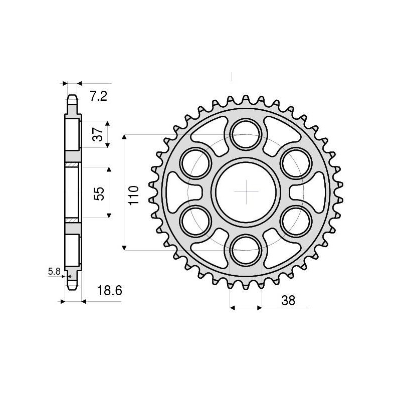 CORONA DE ACERO PARA CADENA 525 DUCATI MONSTER 1200/S 2014-2018