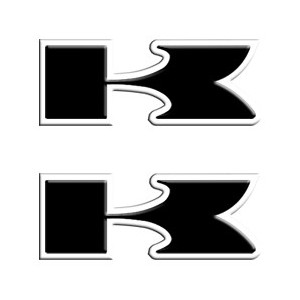 STICKER DECO 'SERIE EMBLEM KAWASAKI 3D SCHWARZ MIT CHROMKANTEN MM 60X60 (2 ST)
