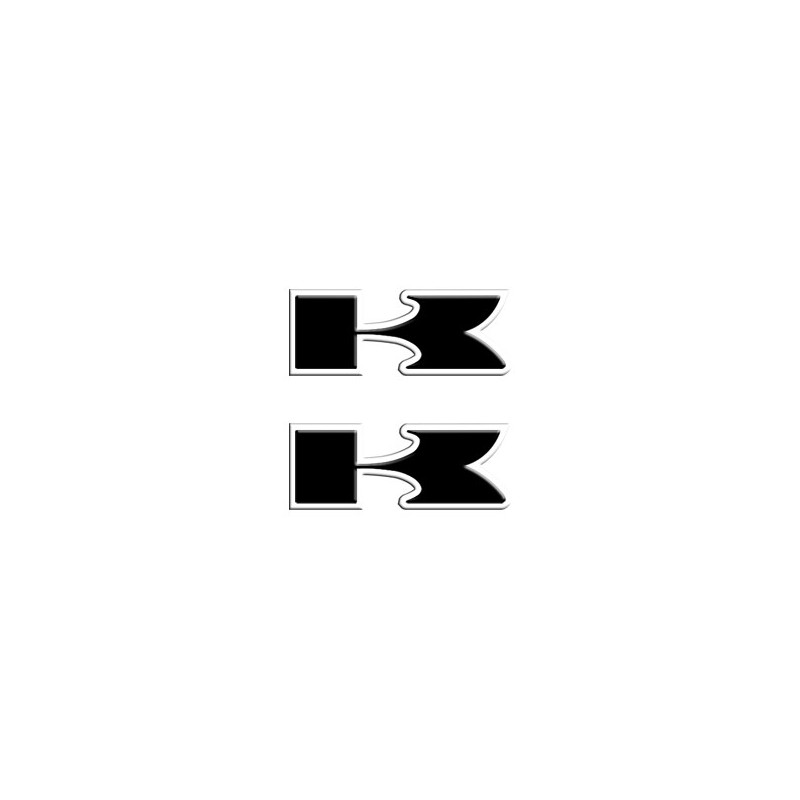 PEGATINA DECO 'SERIE EMBLEMA KAWASAKI 3D NEGRO CON BORDES CROMADOS MM 60X60 2PCS