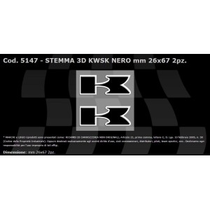 ADESIVO SERIE DECO' STEMMA KAWASAKI 3D NERO CON BORDI CROMATI MM 60X60 (2 PZ)