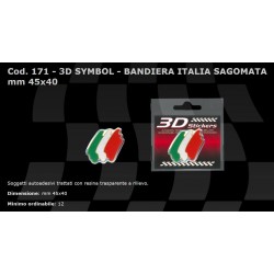 3D STICKER ITALIENISCHE FLAGGE IN FORM 45X40 MM